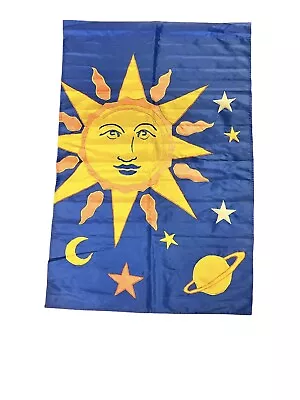 Vintage Sun Moon & Stars Large Garden Yard Flag 34 X 51  EUC • $29.98