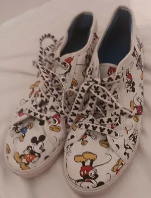 Disney Womens 10 Mickey Mouse Canvas Shoes Sneakers Multicolor Round Toe Low Top • $19.99