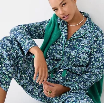 J. Crew Long-Sleeve Cotton Poplin Pajama Top Fauna Floral Size Medium • $32