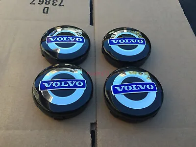 New Volvo Set Of 4 Black & Blue Center Wheel Cover Hub Caps Emblem Rim 3546923 • $18.99
