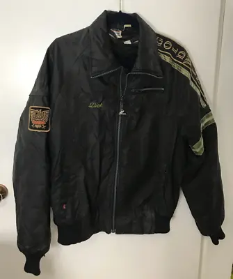 Y2K HondaVintage Goldwing Jacket Size L  Dick Black Embroidery Bomber Lined • $128.96