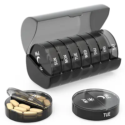 7 Day Pill Box Organizer Weekly Medicine Vitamins Storage Container Travel Case • $9.98