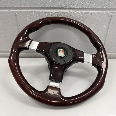 ORIGINAL AUTOTECNICA WOODGRAIN SPOKE STEEL STEERING WHEEL 350MM ITALY Car Motor • $29.99