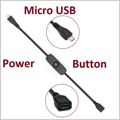 Micro USB Button Male To Female On/Off Power Supply Switch 25cm Extension Cable • £3.79