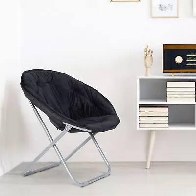 Moon Chair Seat Stool Saucer Chair Soft Folding Metal Frame Decor Living Room • $28.59