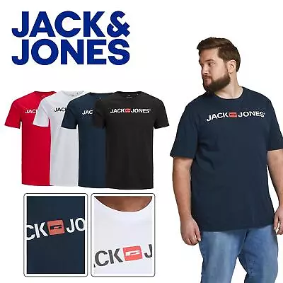 Jack & Jones Men's Big & Tall T-shirts O-Neck Short Sleeve Tee Plus Size • £11.99