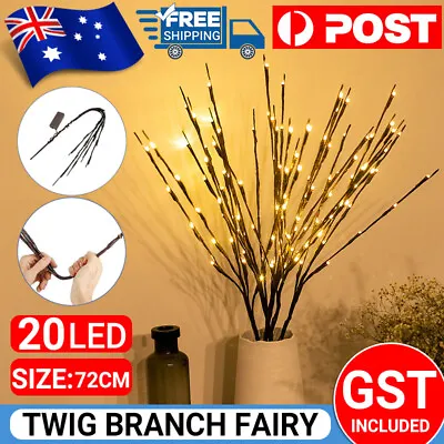 20 LED Twig Branch Fairy Light Flowers Tree Willow Night Lamp Home Xmas Decor AU • $6.45