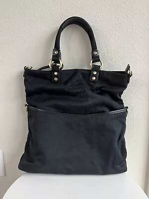 Euc ELLINGTON Black Nylon Foldover Convertible Tote Bag 15x15(10)x3  • $25