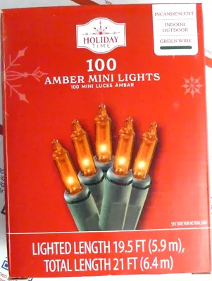$9.98 • Buy Holiday Time 100 Amber Mini String Lights Green Wire Christmas Halloween NEW