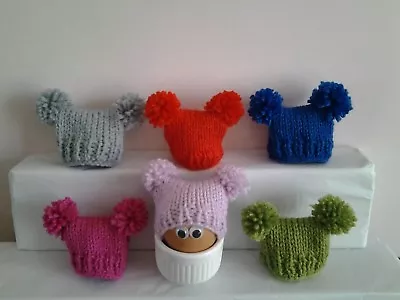 Teddy Bear Design Hand Knitted Egg Cosy/cosies  Small Hats.double Bobble. • £2.50