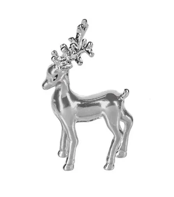 GANZ The Little Christmas REINDEER Charm Figurine +Card Silver Tone 1 1/4 H (B) • $4.95