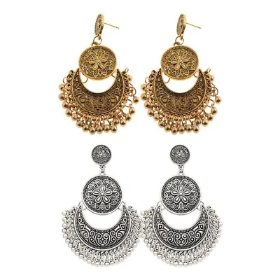 $13.10 • Buy Gold Brocade Lotus Earrings Retro Ethnic Style Indian Jhumka Jhumki Drop Earring