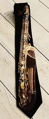 Saxophone Design Hand Made Polyester Tie Parquet Music Jazz Ships FAST! • $9.95