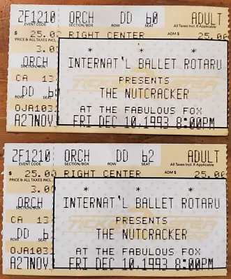 International Ballet Rotaru Nutcracker Ticket Stubs Fox Theater 1993 • $21.23