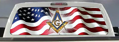 American Flag Freemason Pick-up Truck Back Window Graphic Masonic Decal • $52.45