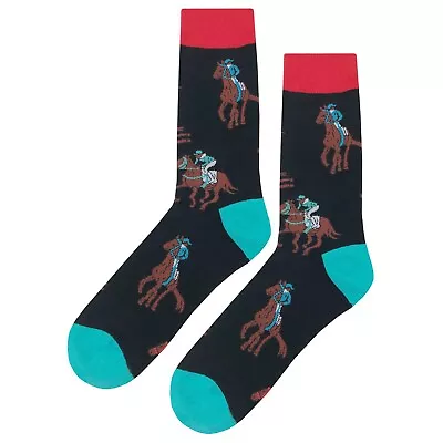 NWT Race Horse Dress Socks Novelty Men 8-12 Black Crazy Fun Sockfly • $8.99