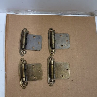 $9.46 • Buy Vintage Cabinet Hinges Bronze Tone Metal Lot Of 4