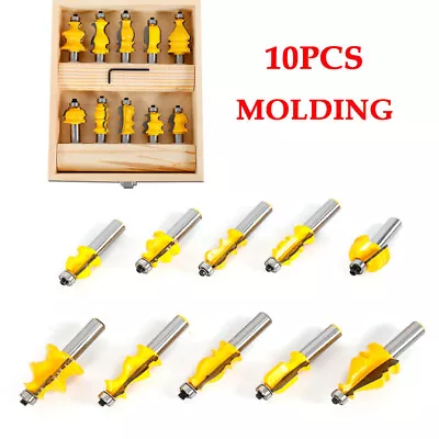 10pcs Set 1/2  Shank Architectural Woodworking Tool Specialty Molding Router Bit • $68.40