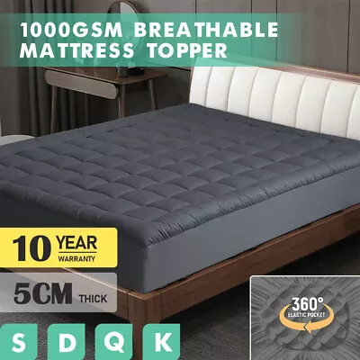 $19.09 • Buy Bamboo Charcoal Pillowtop Matress Topper Protector Cover Pad Underlay All Sizes