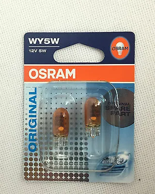 2 X OSRAM WY5W LAMP / BLISTER 2827-02B 12V 5W W2.1 X 9.5d W5W 2827 ORANGE E1 • $8.50