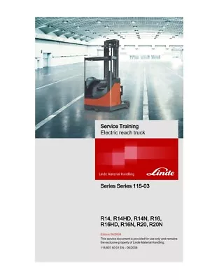 Linde R14 R14hd R14n R16 R16hd R16n R20 R20n Service Training Manual Reprinted  • £24.99