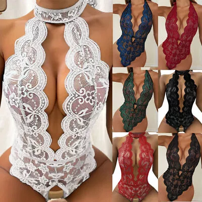 Women Ladies Sexy Valentine Lingerie Lace Bodysuit Babydoll Underwear Sleepwear • £7.69