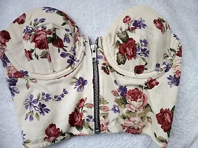 Strapless Corseted Bustier Size 36B Floral Roses Design • £11