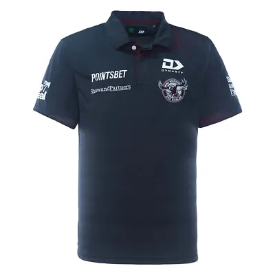 Manly Sea Eagles NRL 2023 Dynasty Alternate Media Polo Charcoal Sizes S-7XL! • $69.95
