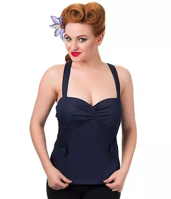 £18 • Buy Banned Apparel 'Blueberry Hill' Vintage Blue Denim Multiway Strappy Tank Top