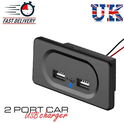 12/24V Fast Car Charger 3.1A DUAL USB Adapter Power Socket Charging Panel Mount • £5.50