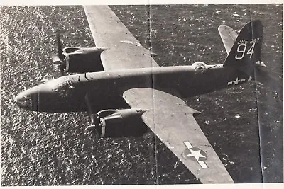 WORLD WAR Ll ~ B-26 MARTIN MARAUDER BOMBER FLYING OVER THE OCEAN • $14