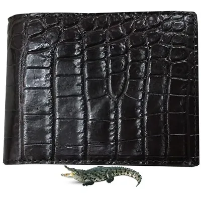 Black Men's Crocodile Wallet Real Alligator Leather Bifold Wallet RFID Gifts • $75