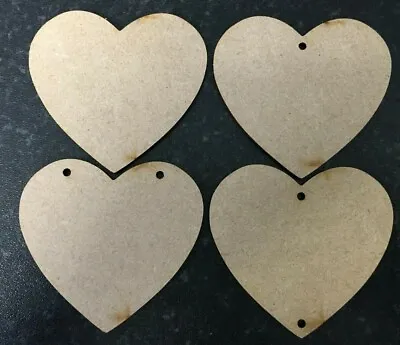 Hearts MDF Shapes Wooden Craft Blank Embellishments With Hanging Hole Options • £47.99
