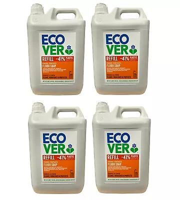 Case Of 4 X Ecover Orange And Lemon Floor Soap 5 Litre Refill NEW Design Cap • £73.19