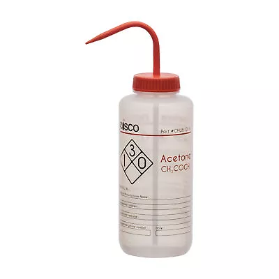 Acetone Wash Bottle 1000ml - Wide Mouth Pre-Labeled - LDPE - Eisco Labs • $12.19