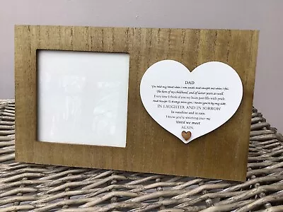 PERSONALISED DAD Wood Memorial Photo Frame In Memory Of DADDY FATHER Or ANY NAME • £14.99