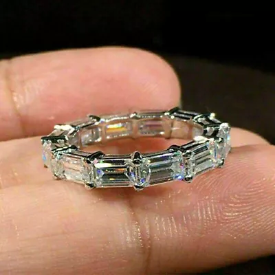 3Ct Baguette Lab Created Diamond Eternity Wedding Band 14K White Gold Plated • $91.99
