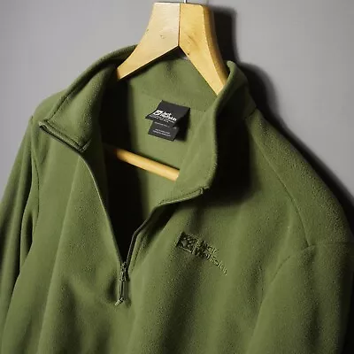 Jack Wolfskin - 42  / L - Men's Green Polartec Mid-Layer Zip Neck Fleece Thermal • £24.95