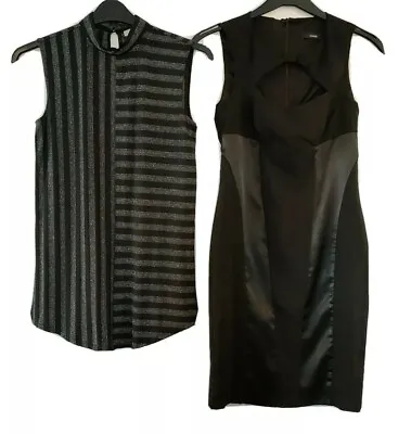 Ladies Size 8 Bundle Black Stripy Shimmer Tunic Oasis Wiggle Dress George • £4.99