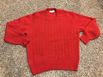VTG J&D McGeorge Dumfries Shetland Wool Cable Knit Red Sweater • $74.99