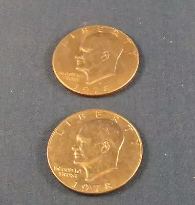 Magic 2 X 1 Dollar Coins 1978 Liberty One Dollar Eagle Eisenhower • £8.75