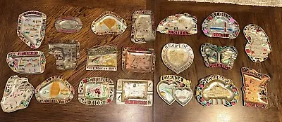 Vintage State Souvenir Ashtray Trinket Dish Lot Metal Hand Painted Made In Japan • $1.25