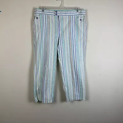 Sag Harbor 16 Womens Pants Capri Cropped Colorful Stripped Flat Front Vtg • $9.99