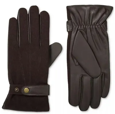 Isotoner $90 Men's SmarTouch Flannel & Leather Brown Lined Gloves Sz: XL • $25