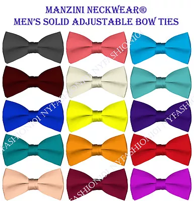 Manzini Neckwear® Men's Solid Color Adjustable Pre-Tied Bow Tie • $8.99