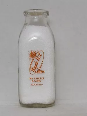 TSPP Milk Bottle Maple Hill Farms Dairy Farm Bloomfield CT HARTFORD COUNTY 1962 • $19.99