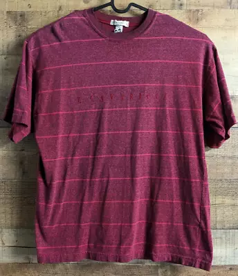 Vintage 90s Z CAVARICCI Shirt Adult Large M Maroon Strip Crew Neck Spellout • $27.88