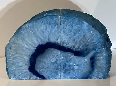  Brazil Blue Agate Geode Bookends Or Display Slabs 8 Pounds 13oz Total Weight • $79.99