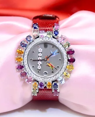 Ladies Harry Winston Platinum Watch  W/DiamondsSapphiresRubies; Date & Box • $8900