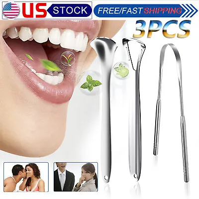 3 PCS Metal Tongue Scraper Tongue Scrapers For Adults Kids Stainless Steel • $6.28